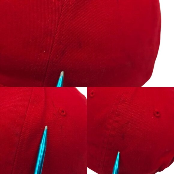 Harley Davidson Embroidered Red Adjustable Tuck Strap Cap Trucker Biker Hat Rive - Picture 7 of 14